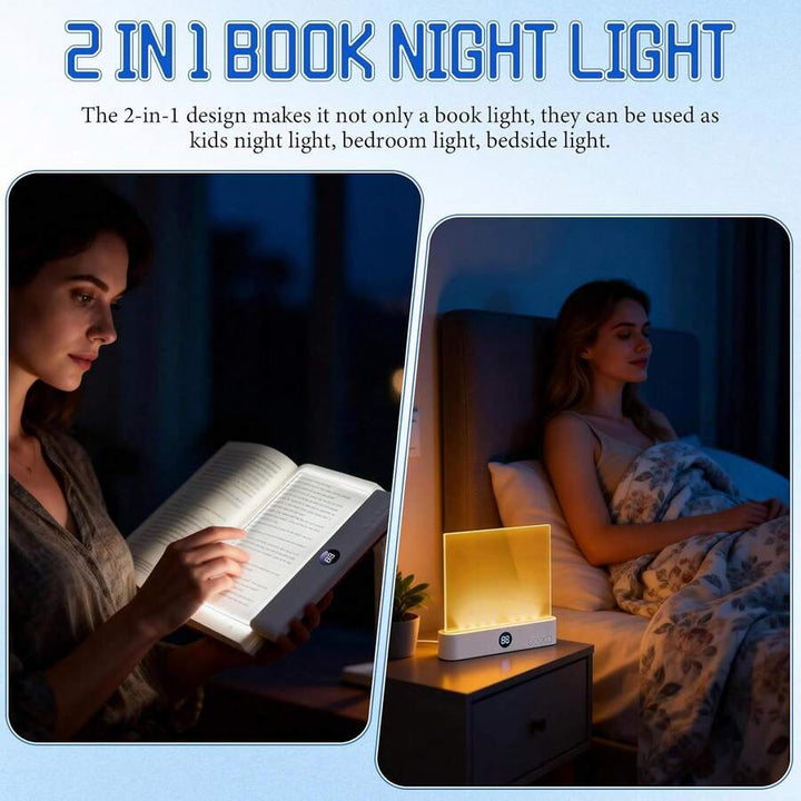 2-in-1 LED Boeklamp & Nachtlampje Oogvriendelijk Leeslicht, USB-Oplaadbaar